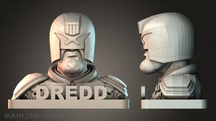 Бюсты монстры и герои (Бюст мистера Дредда, BUSTH_5745) 3D модель для ЧПУ станка
