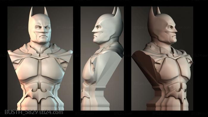 Бюсты монстры и герои (Бюст Бэтмена супергерой, BUSTH_5829) 3D модель для ЧПУ станка