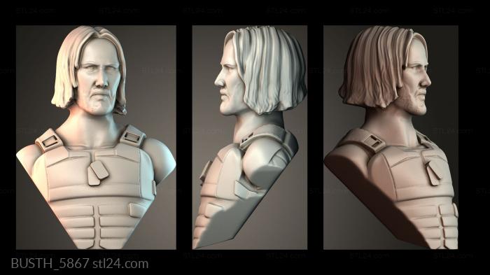 Бюсты монстры и герои (Киберпанк бюст Киану мужик, BUSTH_5867) 3D модель для ЧПУ станка