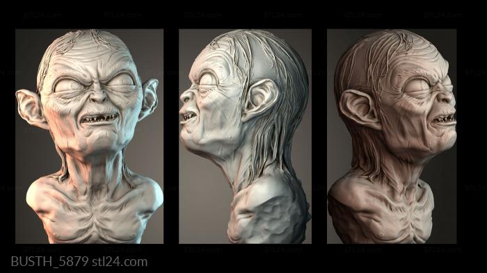 Бюсты монстры и герои (Бюст мистера Голлума, BUSTH_5879) 3D модель для ЧПУ станка