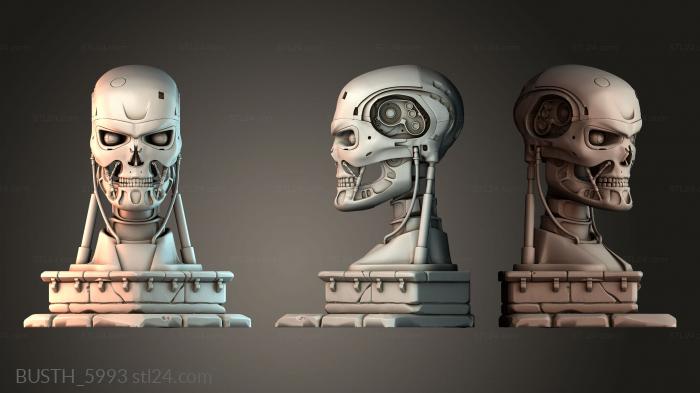 Бюсты монстры и герои (Головной робот T801, BUSTH_5993) 3D модель для ЧПУ станка