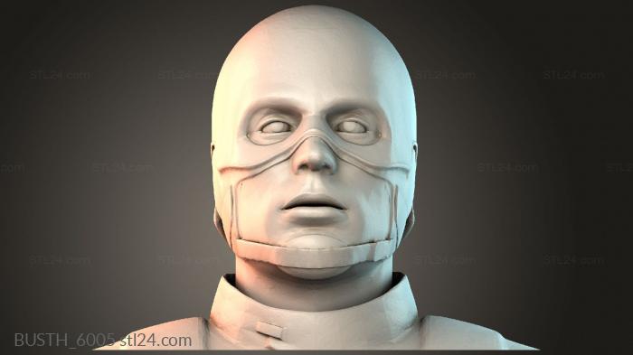 Бюсты монстры и герои (Голова Капитана Америки, BUSTH_6005) 3D модель для ЧПУ станка
