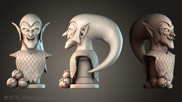 Бюсты монстры и герои (бюст зеленого гоблина, BUSTH_6046) 3D модель для ЧПУ станка