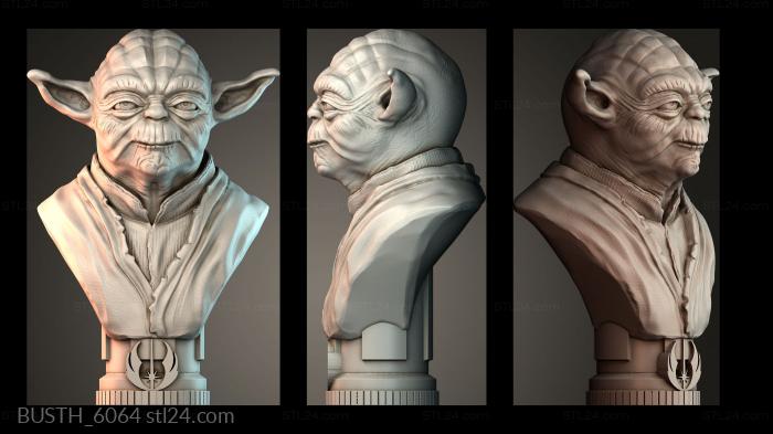 Бюсты монстры и герои (Бюст Мастера Йоды, BUSTH_6064) 3D модель для ЧПУ станка