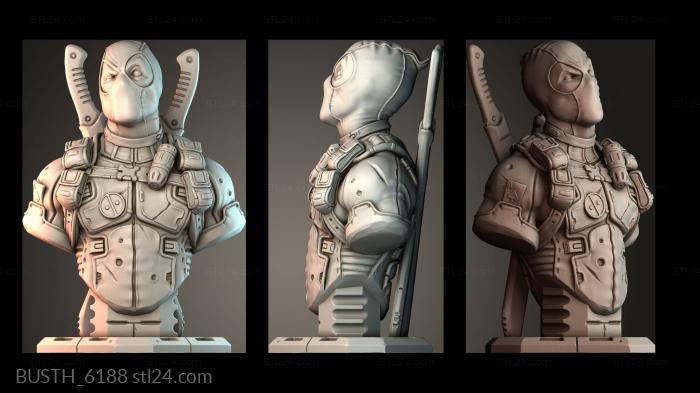 Бюсты монстры и герои (Бюст Дэдпула, BUSTH_6188) 3D модель для ЧПУ станка