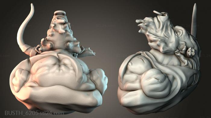 Бюсты монстры и герои (Бюст Минотавра, BUSTH_6205) 3D модель для ЧПУ станка