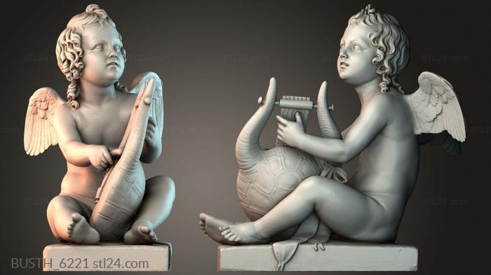 Бюсты монстры и герои (Купидон, играющий на лире, BUSTH_6221) 3D модель для ЧПУ станка