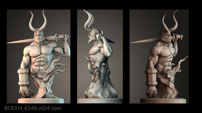Бюсты монстры и герои (Бюст Хеллбоя, BUSTH_6548) 3D модель для ЧПУ станка