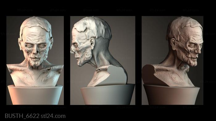 Бюсты монстры и герои (Бюст зомби, BUSTH_6622) 3D модель для ЧПУ станка