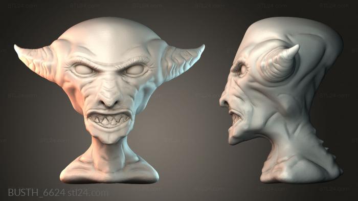 Бюсты монстры и герои (Голова демона, BUSTH_6624) 3D модель для ЧПУ станка