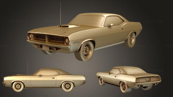 Автомобили и транспорт (Plymouth Cuda Барракуда 1970, CARS_3039) 3D модель для ЧПУ станка