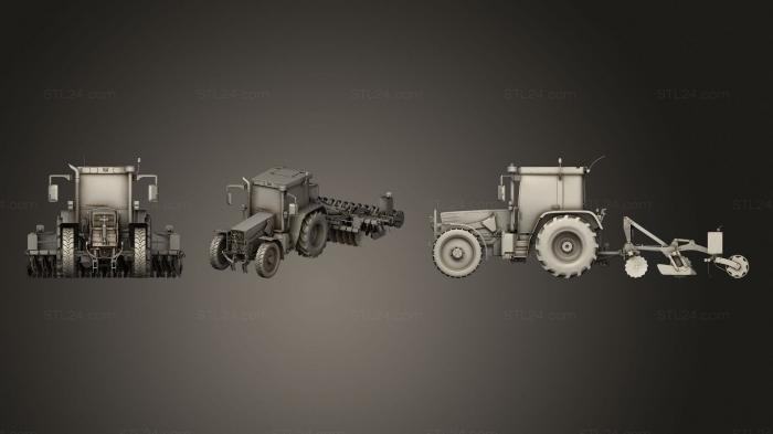 Vehicles (Tractor with Disc Harrow, CARS_4250) 3D models for cnc