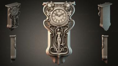 Different watches Wall clock with a female figure and decorative ornament 3d model