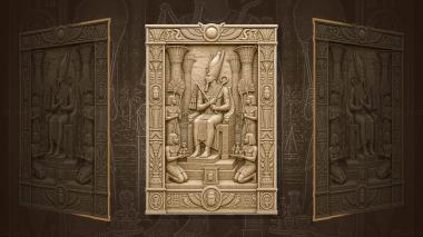 Panels Ancient Civilizations Pharaoh on the throne - royal regalia and servants 3d model