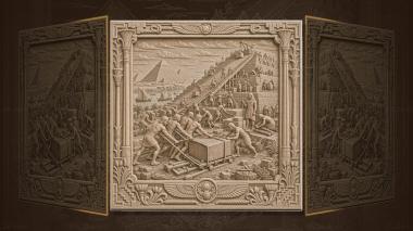 Panels Ancient Civilizations Construction of the pyramids - workers and stone blocks 3d model