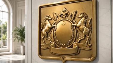 Emblems (Coat of arms composition with horses and oval shield in classical style, GR_0012) 3D models for cnc