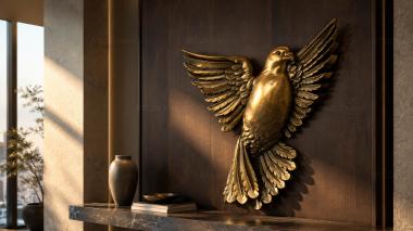 Dove Bas-relief of a bird in vertical flight with raised wings 3d model