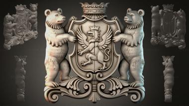 Fantasy coats of arms Coat of arms with bears and a crown 3d model