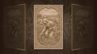 Orthodox icons and panels Ruth in the field - Ruth gathers ears of grain and a field 3d model