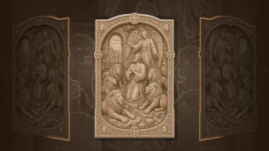 Orthodox icons and panels Daniel in the lions den - Daniel among the lions and angel 3d model