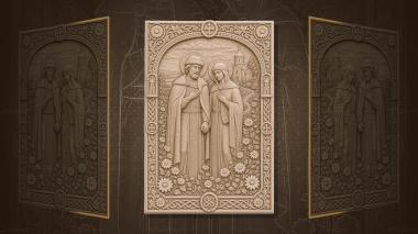 Orthodox icons and panels Peter and Fevronia - holy spouses and daisies 3d model