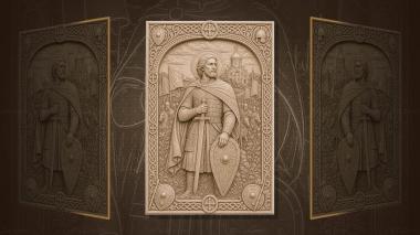 Orthodox icons and panels Dimitry Donskoy - prince with a sword and temple 3d model