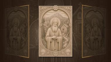 Orthodox icons and panels Paisiy Svyatogorets - the elder on Mount Athos and mountains 3d model