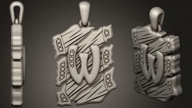 Jewelry Jewelry Pendant With Letter W 3 3d model