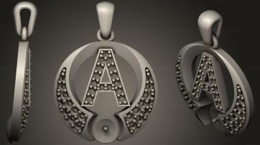 Jewelry Pearl Pendant with Letter A 3d model
