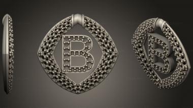 Jewelry Pendant With Letter B7 3d model