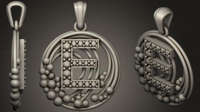 Jewelry (Pendant With Letter E, JVLR_0945) 3D models for cnc