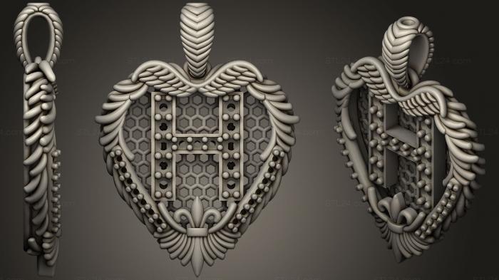 Jewelry (Pendant With Letter H 3, JVLR_0967) 3D models for cnc