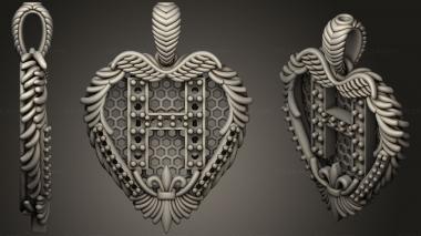 Jewelry Pendant With Letter H 3 3d model