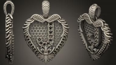 Jewelry Pendant With Letter J77 3d model
