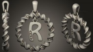 Jewelry Pendant With Letter R 3d model