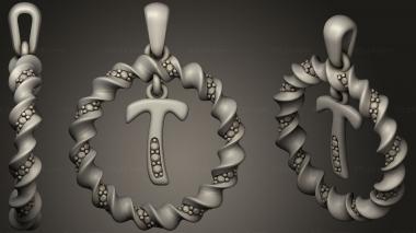 Jewelry Pendant With Letter T 3d model