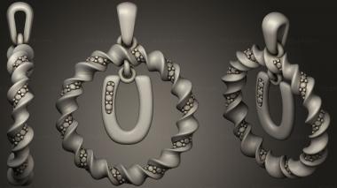 Jewelry Pendant With Letter U 3d model