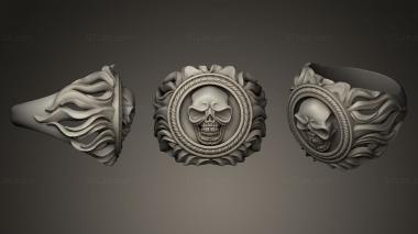 Jewelry rings Scull through the fire 3d model