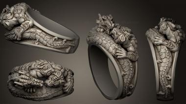 Jewelry rings Tiger vs Dragon Ring 3d model