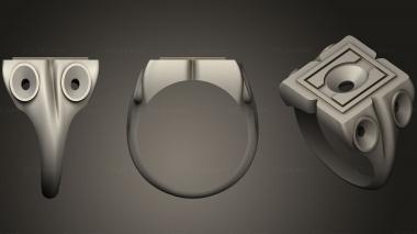 Jewelry rings 5 oval gems mensring 3d model