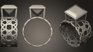 Jewelry rings Celtic Knot Ring 4 Leaf 17.53 Mm With Princess Gem 3d model
