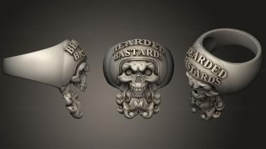 Jewelry rings bearded bastards ring skull 2 3d model