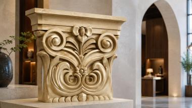 Chapiters Simplified capital with acanthus scrolls and central bud 3d model