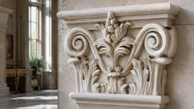 Chapiters Classic capital with flower and acanthus 3d model