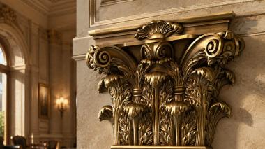 Chapiters Large capital with rich ornamentation and many acanthus 3d model