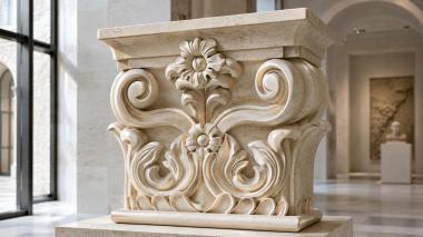 Chapiters Capital with flowers and curls in classical style 3d model