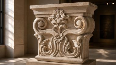 Chapiters Column capital with petals and simple ornament 3d model