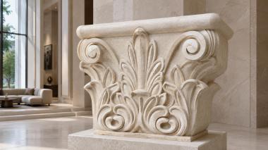 Chapiters Capital with leaves and curls in symmetrical stylization 3d model