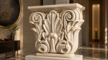 Chapiters Relief capital with classical scrolls and acanthus leaves 3d model