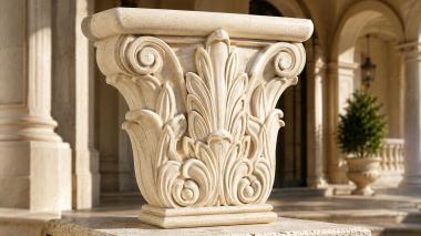 Chapiters Capital with flowing swirls and expressive foliage 3d model
